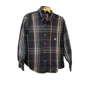 Vintage Roper Mens Plaid Button Down Long Sleeve Shirt Large Blue